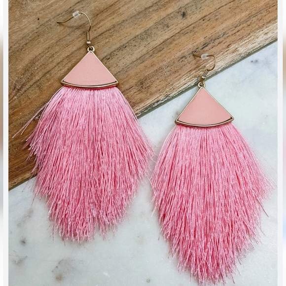Source Unknown Jewelry - ✨ Brand New Pink Fringe Dangle Earrings ✨ Chic Boho Fair Barbie Pink Leather Fun